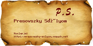 Presovszky Sólyom névjegykártya